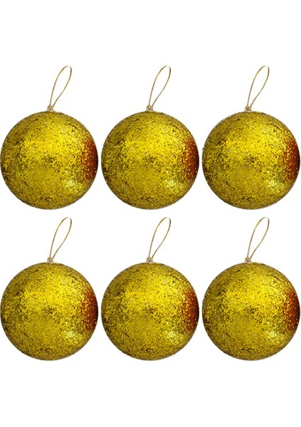 Yılbaşı Ağaça Süsü Simli Gümüş Renk Top 5 cm 6 Adet
