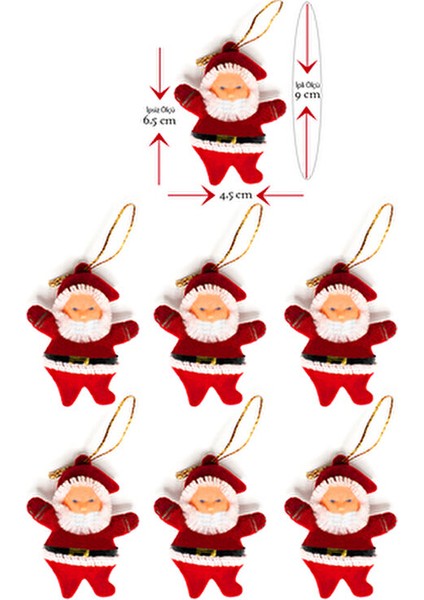 Yılbaşı Çam Ağacı Süsü Noel Baba 6'lı