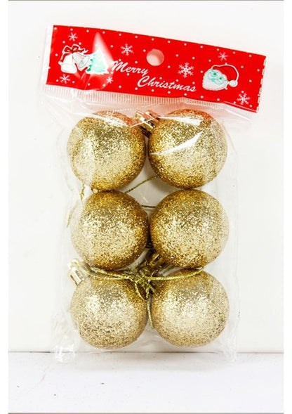 Yılbaşı Ağaça Süsü Simli Gümüş Renk Top 5 cm 6 Adet