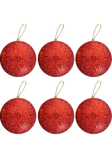 Yılbaşı Ağaça Süsü Simli Gümüş Renk Top 5 cm 6 Adet