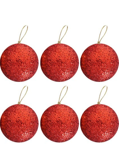 Yılbaşı Ağaça Süsü Simli Gümüş Renk Top 5 cm 6 Adet