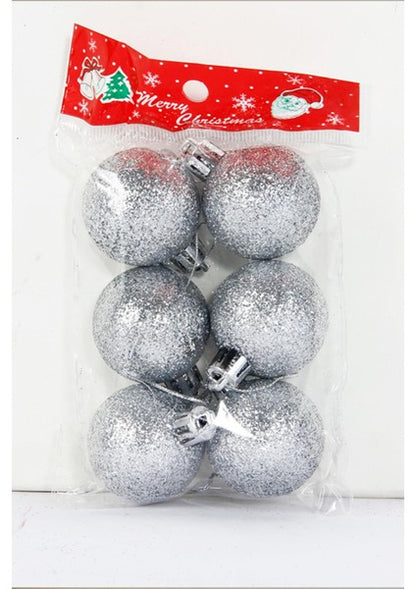 Yılbaşı Ağaça Süsü Simli Gümüş Renk Top 5 cm 6 Adet